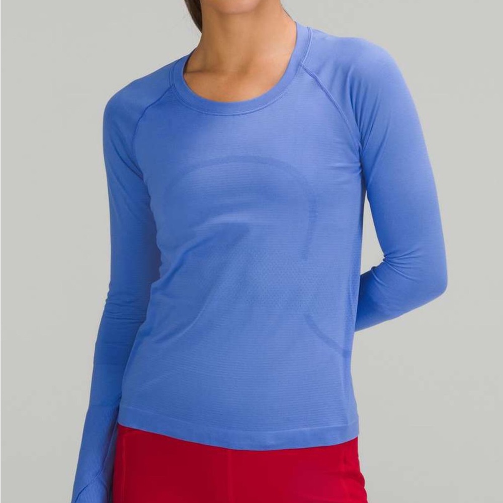 🌼Lululemon Swiftly Tech Long-Sleeve Shirt 2.0 *Waist Length Wild Idigo Size 4